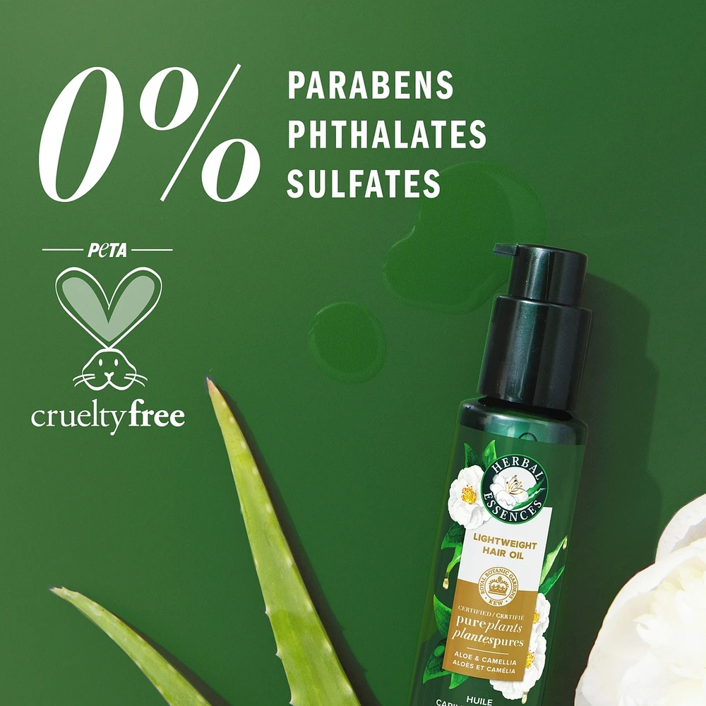 Lightweight Hair Oil, Certified Pure Plants, with Aloe and Camellia Flower Oil