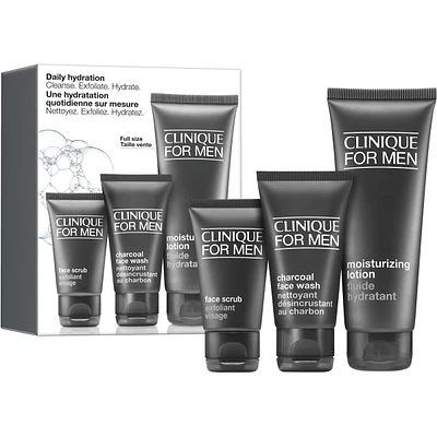 Daily Hydration Men's Skincare Set: Cleanse. Exfoliate. Hydrate
