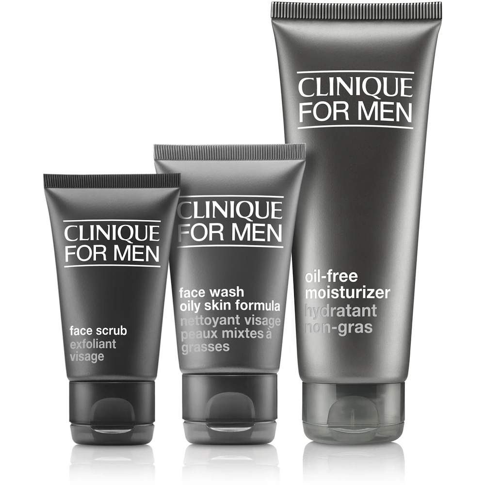 Daily Oil-Free Hydration Men's Skincare Set: Cleanse. Exfoliate. Hydrate