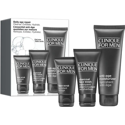 Daily Age Repair Men's Skincare Set: Cleanse. Exfoliate. Hydrate