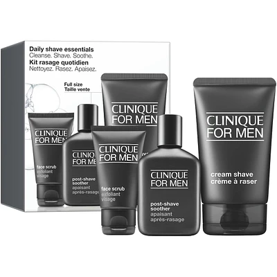 Daily Shave Essentials Men's Skincare Set: Cleanse. Shave. Soothe