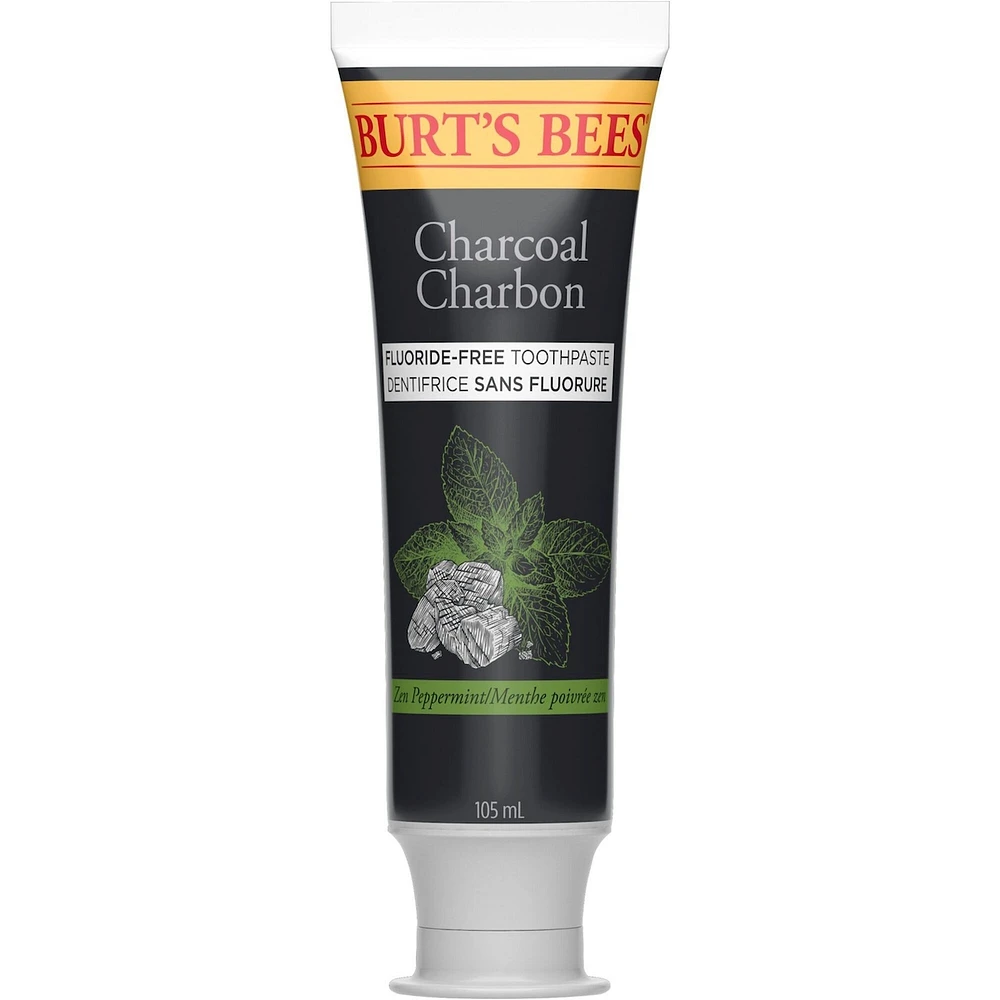 Burt’s Bees Toothpaste, Fluoride Free, Charcoal, Zen Peppermint, 105 mL