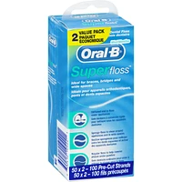 Oral-B Super Floss Pre-Cut Strands Dental Floss, Mint, 50 Count, Pack of 2