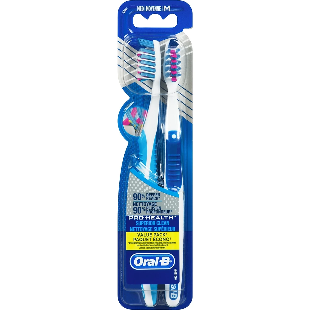 Oral-B Pro-Health Deep Reach Toothbrush, Medium, 2 count