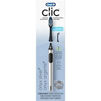 Clic Starter Kit Matte Black Toothbrush Handle with (2) Replacement Brush Head and Holder