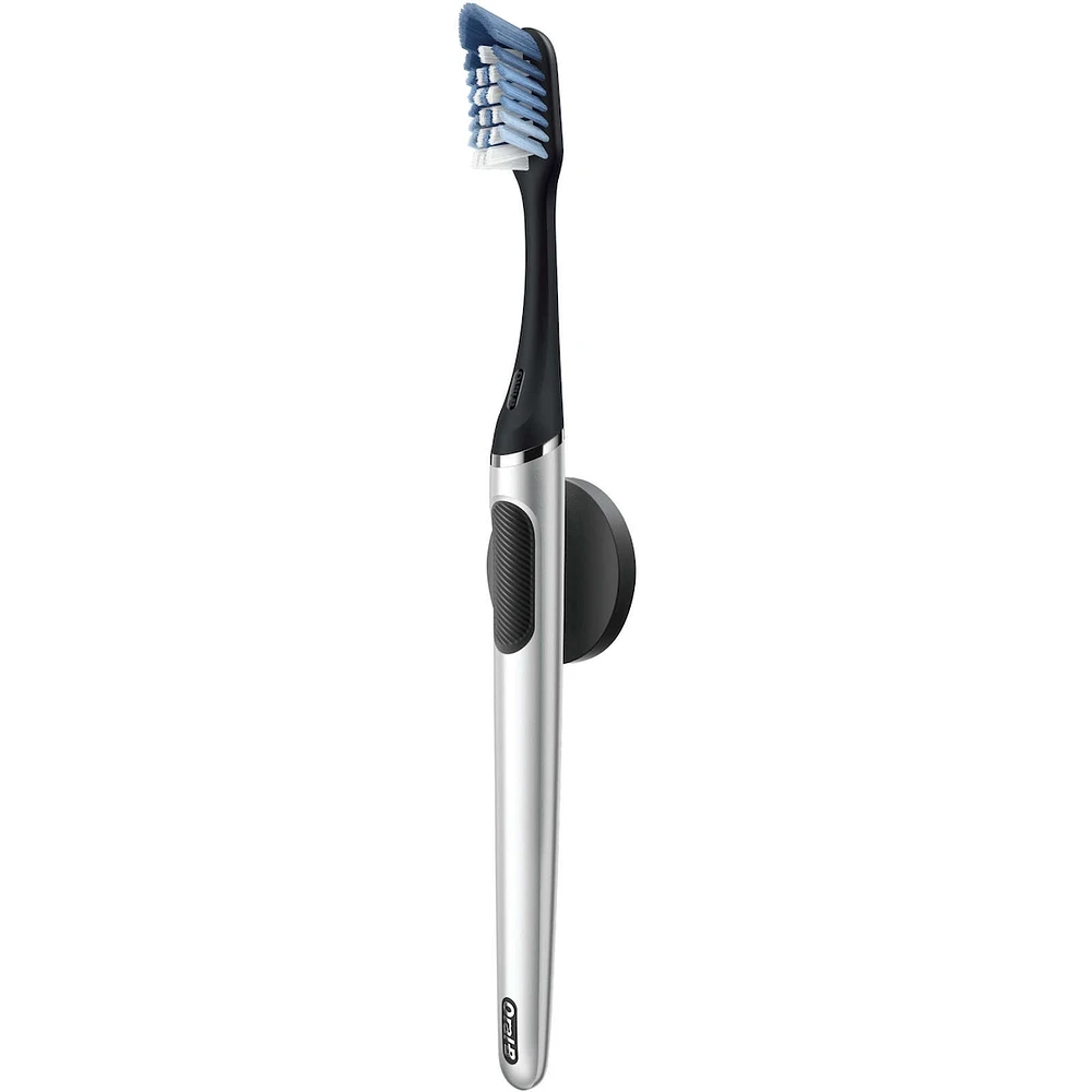 Clic Starter Kit Matte Black Toothbrush Handle with (2) Replacement Brush Head and Holder