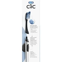 Clic Starter Kit Matte Black Toothbrush Handle with (2) Replacement Brush Head and Holder
