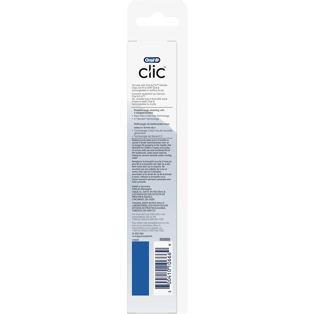 Clic Toothbrush Ultimate Clean Replacement Brush Heads, Black, 2 Count