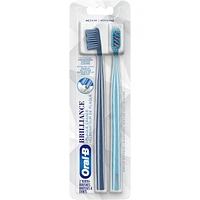 Brilliance Premium Whitening Toothbrush with Plaque Eraser, Medium, Sky Blue, 1 Count
