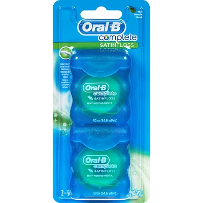 Oral-B Complete SatinFloss Dental Floss, Mint, 50 M, Pack of 2