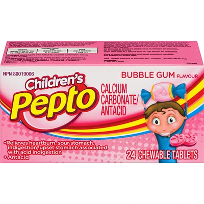 Kid's Bubblegum Flavor Chewables for Heartburn, Acid Indigestion, Upset Stomach, 24ct