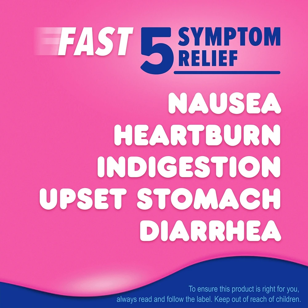 Extra Strength Caplets for Nausea, Heartburn, Indigestion, Upset Stomach, and Diarrhea Relief, Original Flavor