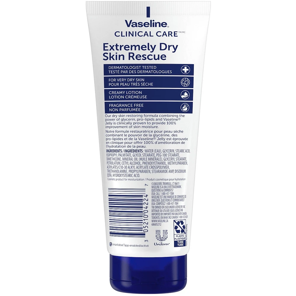 Vaseline Clinical Care™ Body Lotion healing moisturizing cream Extremely Dry Skin Rescue with moisturizing glycerin for 100% improvement of skin moisture 200 ml