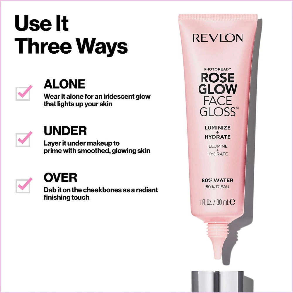 PhotoReady Rose Glow Face Gloss, Illuminating Hydrating Primer,  Non-Sticky Gel