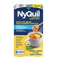 NyQuil Hot Remedy Cold, Flu & Congestion Medicine, Nighttime, Relief for Fever & Headache, Sore Throat Pain, Nasal Congestion, Runny Nose, Cough, Multi-Action, Honey Lemon Flavoured