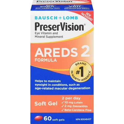PreserVision Eye Vitamin & Mineral Supplements AREDS 2 Formula Soft Gels