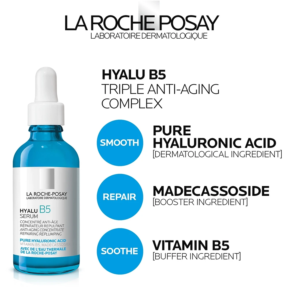 La Roche-Posay Hyalu B5 Pure Hyaluronic Acid Anti-Aging Serum for Face, with Vitamin B5, Suitable for Sensitive Skin, 50ML