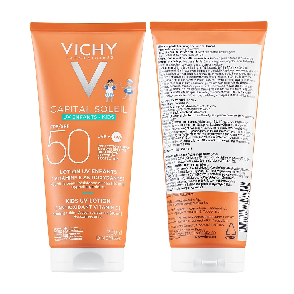 Suncreen For Face & Body, Capital Soleil Kids UV Lotion SPF 50