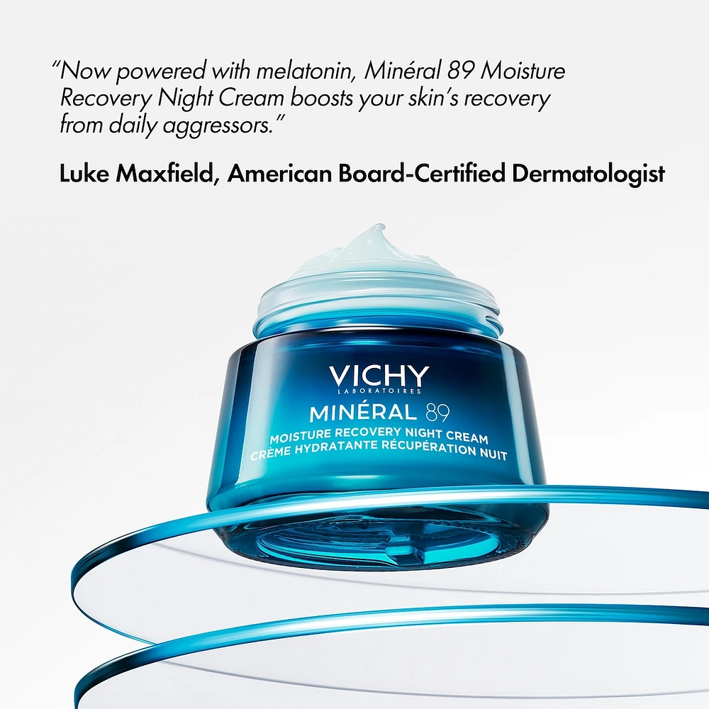 Vichy MINÉRAL 89 Moisture Recovery Night Cream – Hydrating Night Cream with Pure Melatonin & Hyaluronic Acid