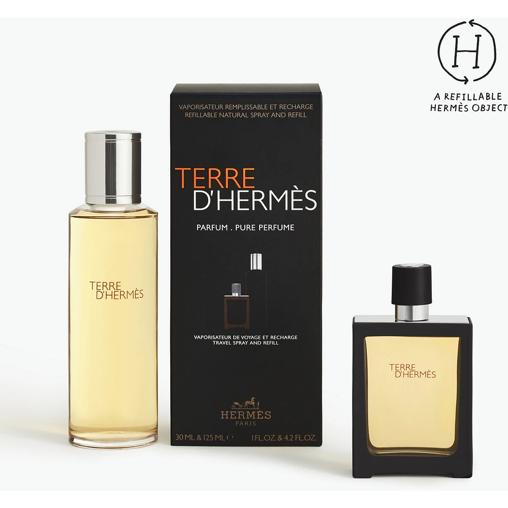 Terre d'Hermès, 30 ml Terre d’Hermès Parfum travel Spray and 125 ml refill