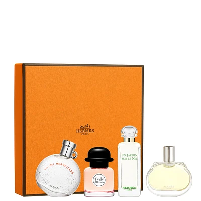 Coffret Miniatures, Twilly d'Hermès, Barénia, Eau des Merveilles, Un Jardin sur le Nil