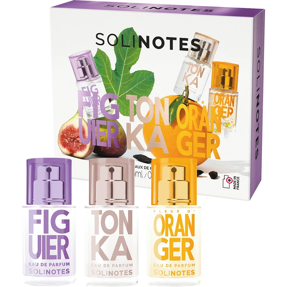 Solinotes Set 3x15ml Eau de Parfum Figtree Tonka Orange Blossom