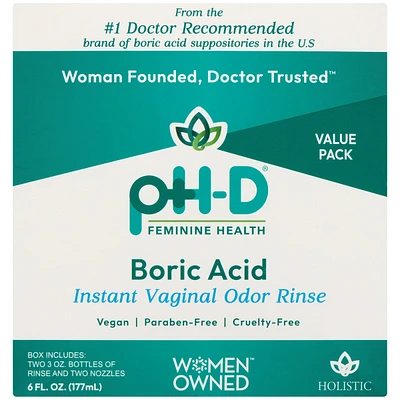 pH-D Feminine Health Boric Acid Instant Vaginal Odor Rinse Value Pack