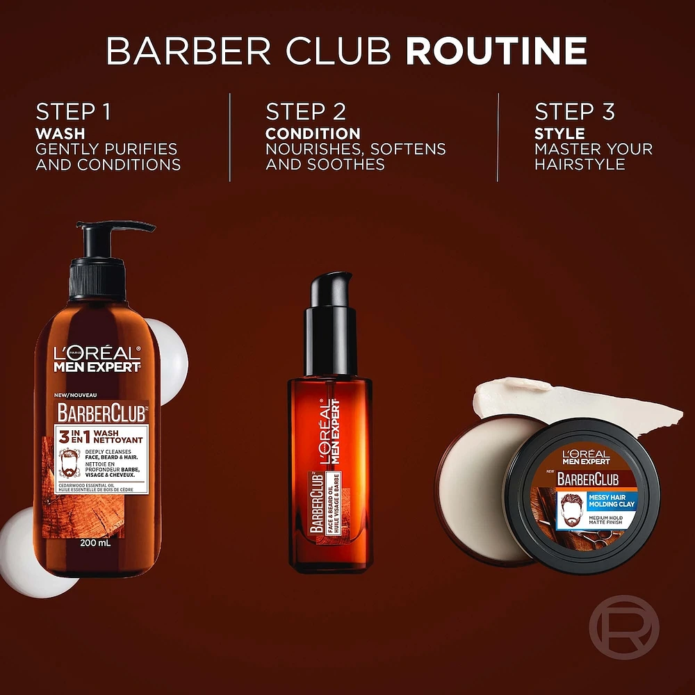 Face Wash 3-In-1 cleanser Face, Beard + Hair Wash For Men with Beard Barberclub