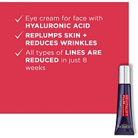 Revitalift Filler Eye Cream for Face Moisturizer with Hyaluronic Acid, Fragrance Free, Alcohol Free