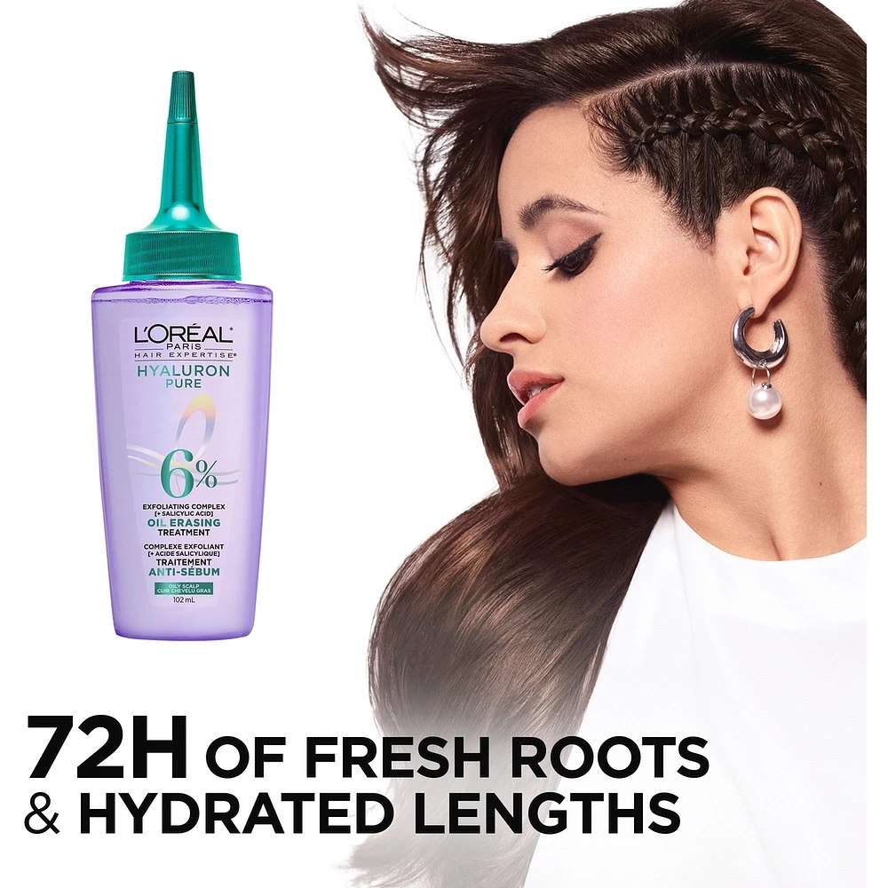 Hair Expertise, Hyaluron Pure Oil Erasing Scalp Serum, with Salicylic Acid, for Oily Roots and Dehydrated Lengths, 102ml