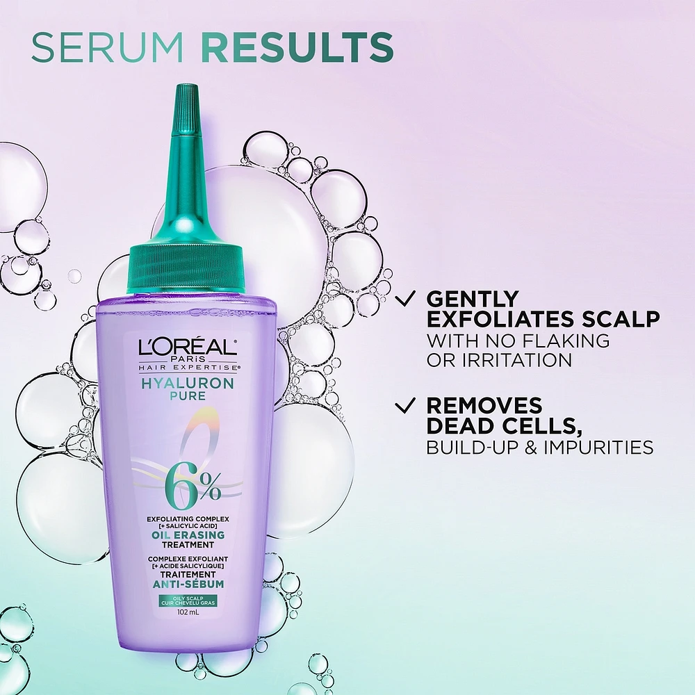 Hair Expertise, Hyaluron Pure Oil Erasing Scalp Serum, with Salicylic Acid, for Oily Roots and Dehydrated Lengths, 102ml