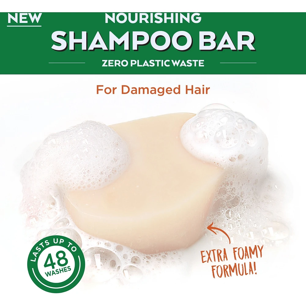 Garnier Whole Blends Honey Treasures Repairing  Shampoo Bar for Damaged Hair, Zero Plastic Packaging, Preservative Free, Silicone Free, Soap & Dye Free, with Honey and Beeswax, 60G