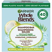 Garnier Whole Blends Coconut & Aloe Vera Hydrating Shampoo Bar for Normal Hair, Zero Plastic Packaging, Sulfate Free, Preservative Free, Silicone Free, Soap & Dye Free, with Coconut oil and Organic Aloe Vera, 60G