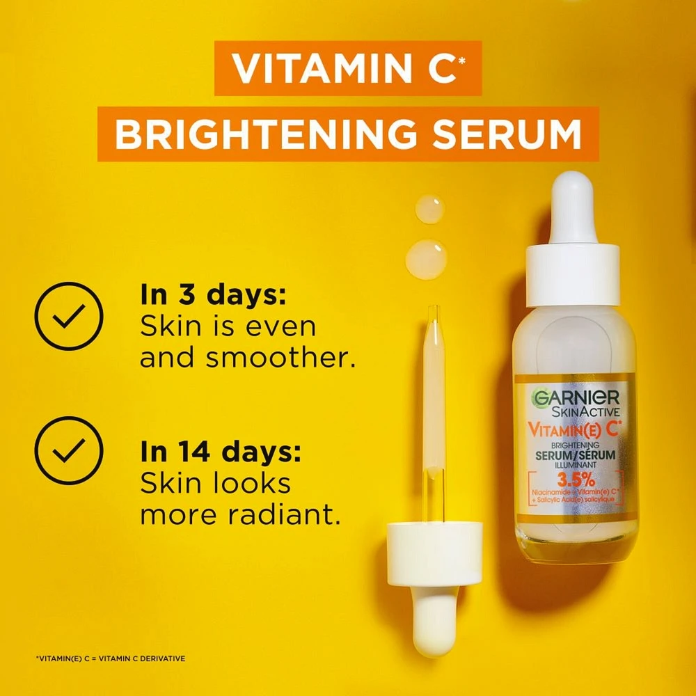 Garnier Vitamin C Face Serum with Salicylic Acid & Niacinamide, Brightening for Dull Skin, 30 mL