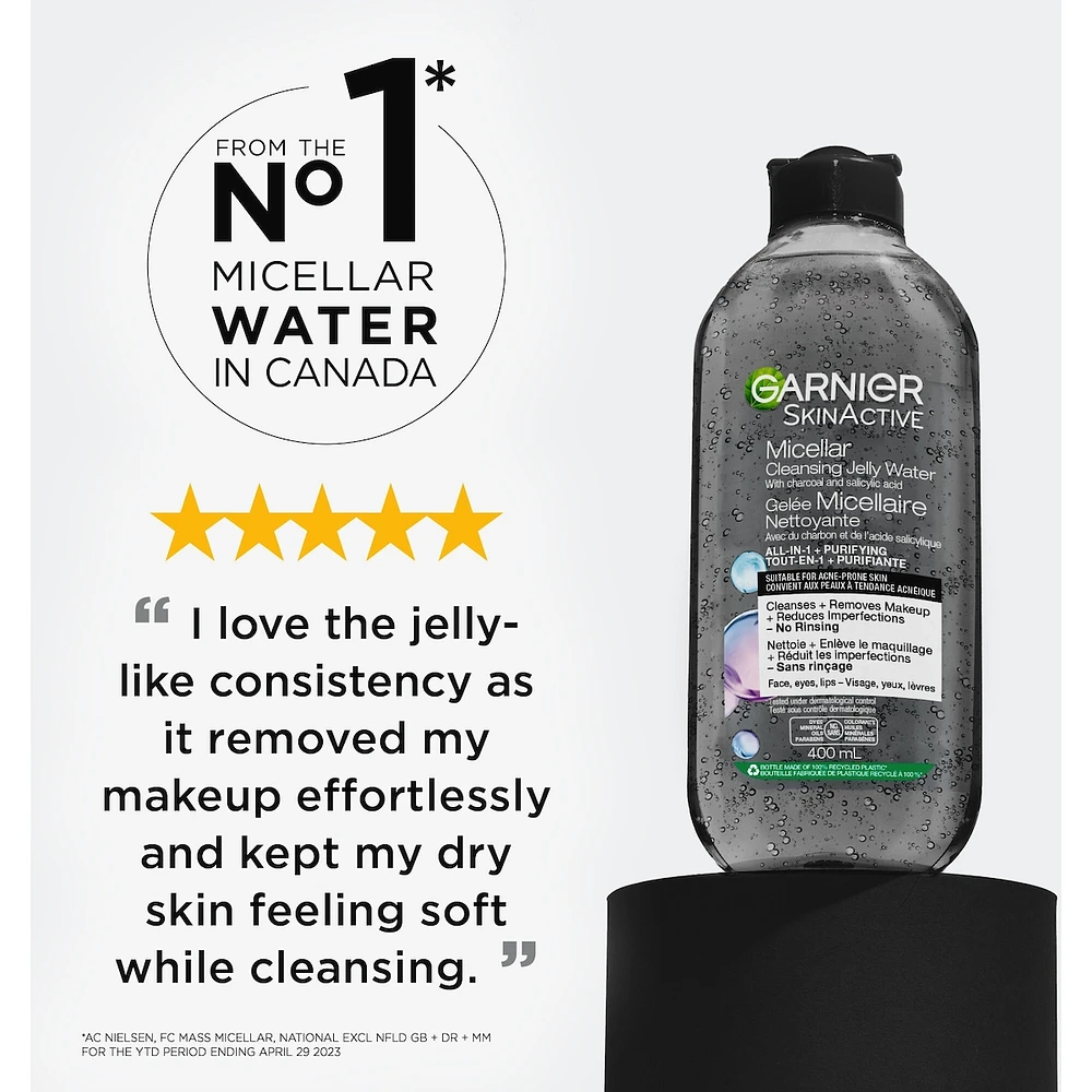 Garnier SkinActive Micellar Cleansing Jelly Water All-in-1 with Charcoal and Salicylic Acid