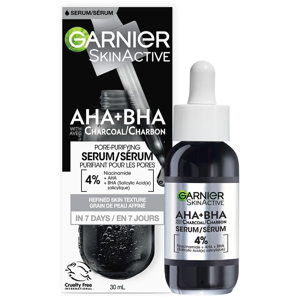 SkinActive, Pore-Purifying Serum, AHA + BHA With Charcoal
