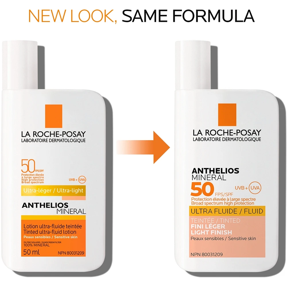 Anthelios Mineral Tinted Ultra-Fluid Face Sunscreen Lotion SPF50 For Sensitive Skin