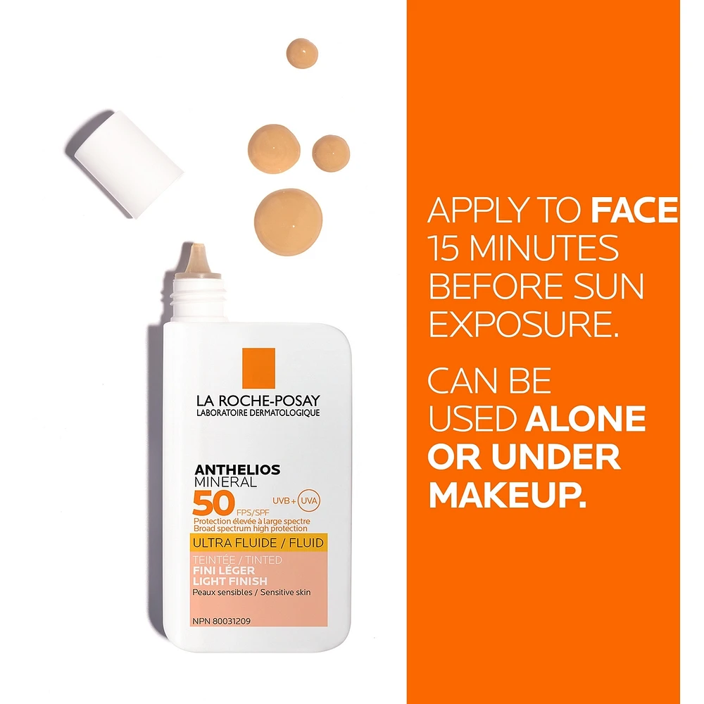 Anthelios Mineral Tinted Ultra-Fluid Face Sunscreen Lotion SPF50 For Sensitive Skin