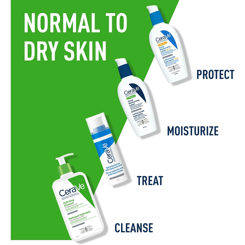 Hydrating Cleanser With Hyaluronic Acid and 3 Ceramides, Normal to Dry Skin , Fragrance Free