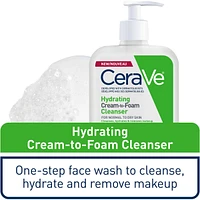 Nettoyant Crème Moussante Hydratante de CeraVe Démaquille Avec acide hyaluronique et sans parfum