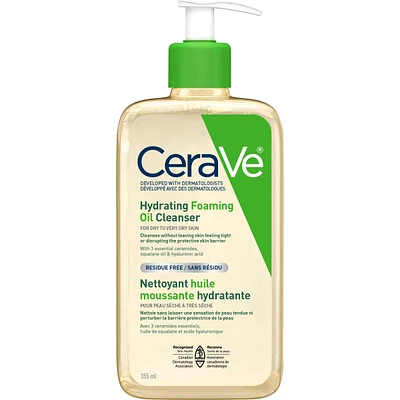 CeraVe Hydrating Foaming Oil Cleanser | Face & Body Wash with Squalane Oil, Hyaluronic Acid and Ceramides | For Dry to Very Dry Skin | 355 mL