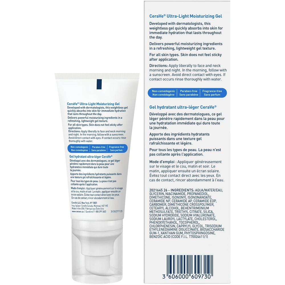 Ultra-Light Moisturizing Gel | Lightweight Face Moisturizer with Ceramides, Niacinamide, Hyaluronic Acid | Fragrance-Free
