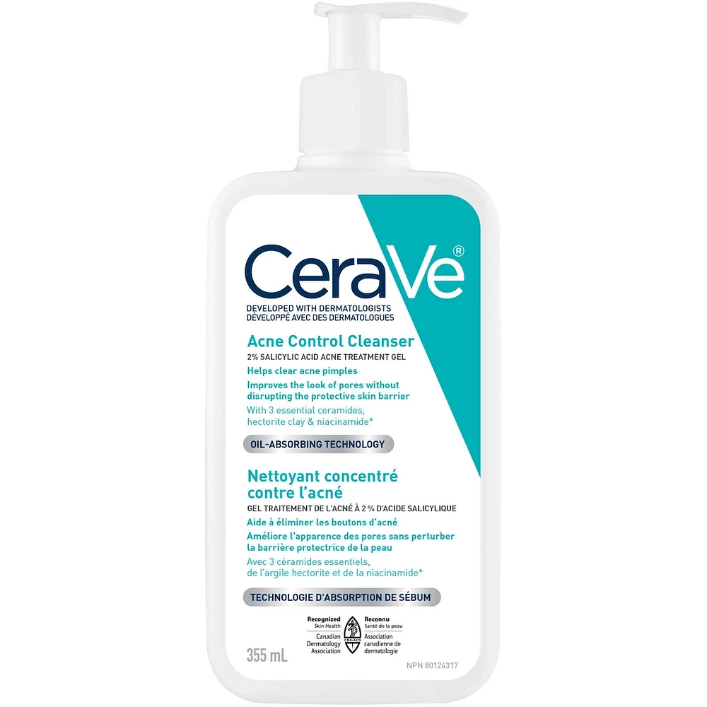 Nettoyant concentré contre l'acné CeraVe | Nettoyant visage à 2% d'acide salicylique avec argile purifiante pour peaux grasses et points noirs | Sans parfum