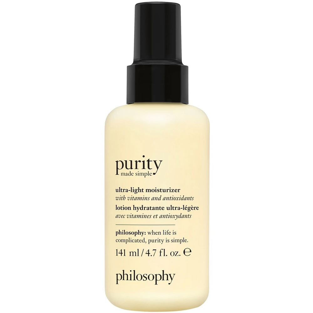 purity made simple ultra-light moisturizer, nourishing formula, 24h hydration, soft & dewy skin