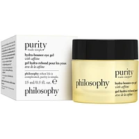 purity made simple hydra-bounce eye gel with caffeine, hydrates, moisturizes, brightens, revives tired-looking eyes
