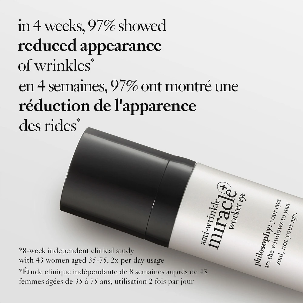 anti wrinkle miracle worker+ line correcting eye cream with vitamin C, smoothes & brightens dark circles