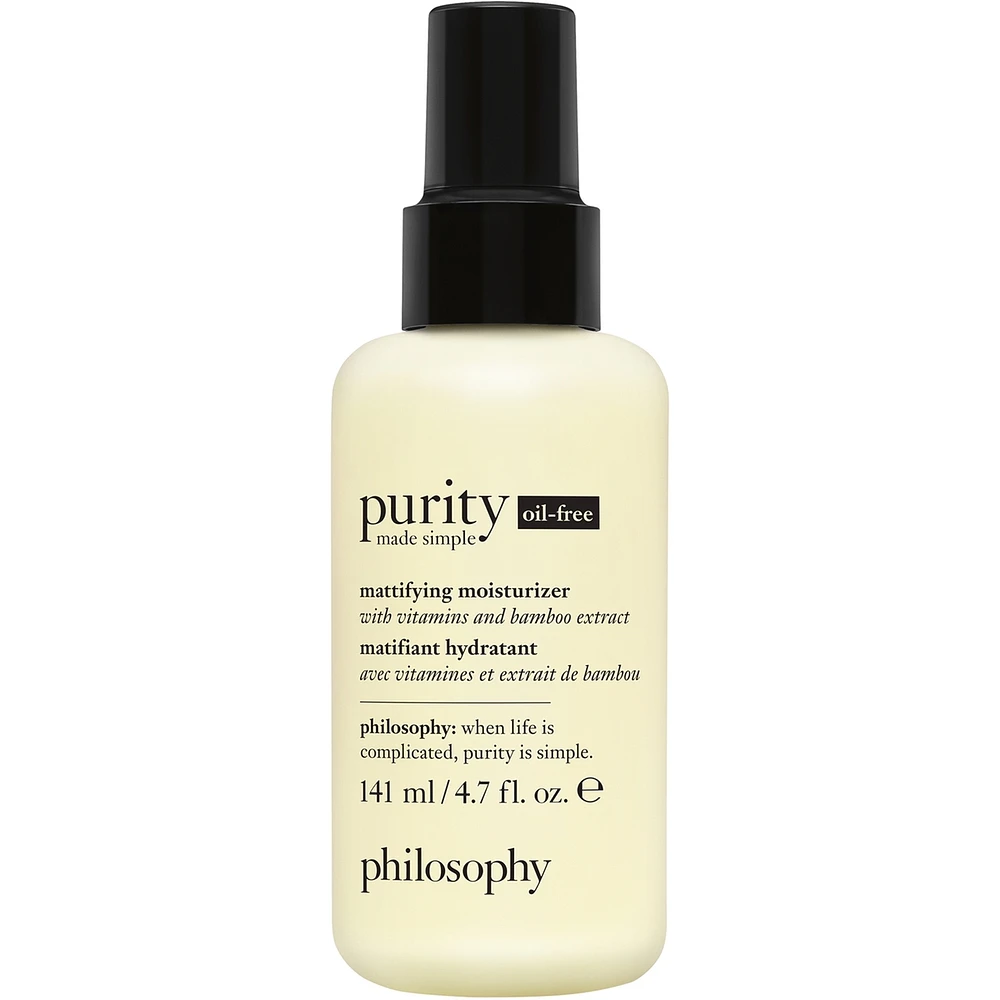 purity made simple oil-free mattifying moisturizer with vitamins and bamboo extract