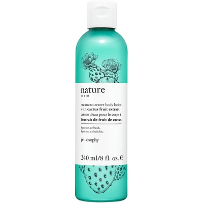 nature in a jar cream-to-water body lotion with cactus fruit extract