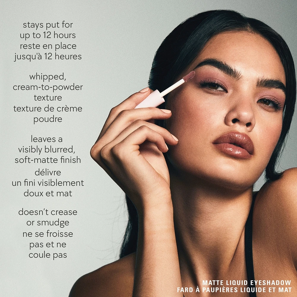Matte Liquid Eyeshadow, 12-hour wear, transfer & crease-proof, streak-free, soft-matte finish