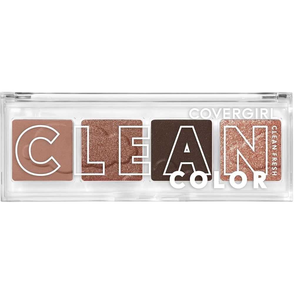 Clean Fresh Colour Quad, and vegan formula without talc, mineral oil, paraben fragrance, highly pigmented eyeshadow